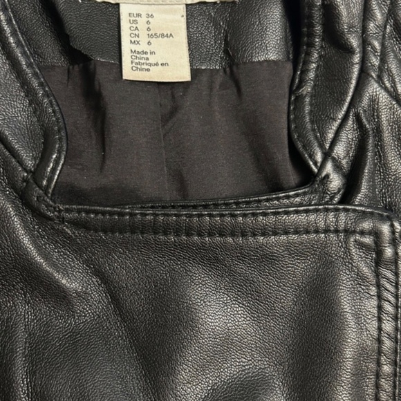 H&M Faux Leather Jacket Women’s Moto 6 Quilted Black Zipper Biker Vegan - Picture 8 of 12